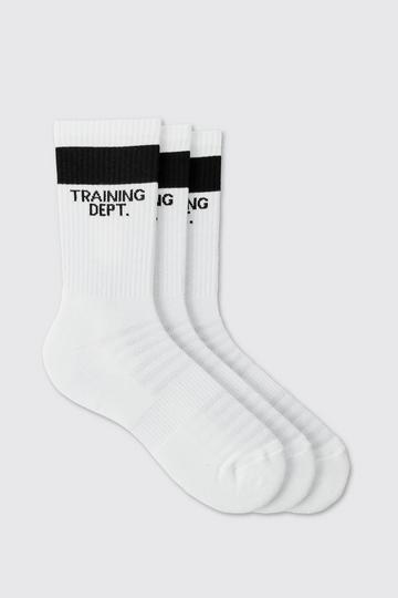 White Man Active Training Dept Cushioned Crew 3 Pack Socks