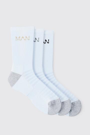 Man Active Cushioned Training Crew 3 Pack Socks white