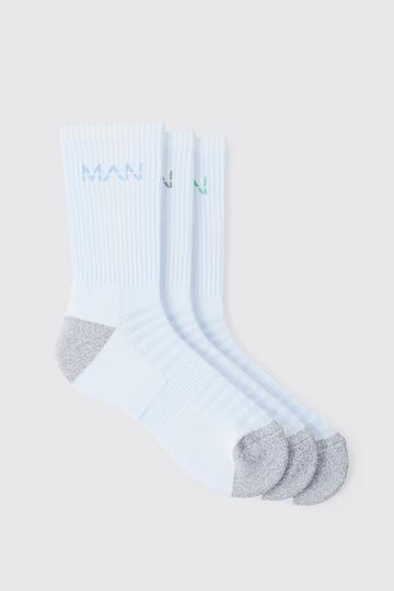 Man Active Cushioned Training Crew 3 Pack Socks white