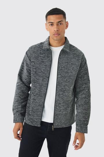 Oversized Fit Zip Through Textured Overshirt grey