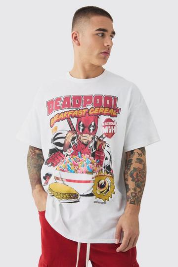 Oversized Deadpool Cereal License Print T-shirt white