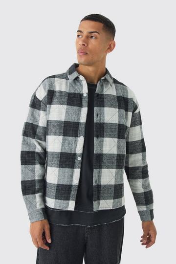 Oversized Quilted Check Overshirt black