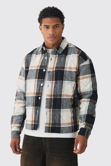 Oversized Quilted Check Overshirt navy