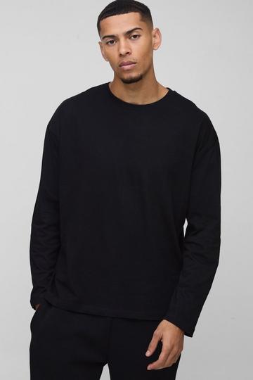 Oversized Long Sleeve Crew Neck T-Shirt black