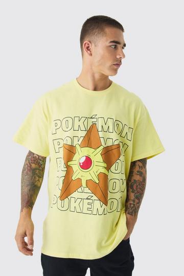 Yellow Oversized Pokemon Staryu License Graphic T-Shirt