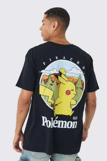 Oversized Pokemon Scenic License Print T-shirt black