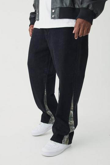 Plus Forest Camo Gusset Relaxed Fit Jeans black