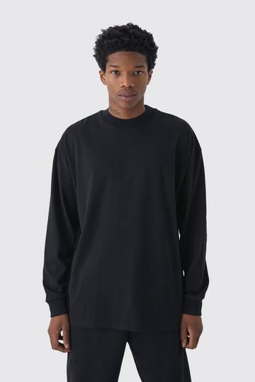 Oversized Extended Neck Heavyweight Long Sleeve T-shirt black