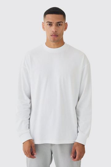 White Oversized Extended Neck Heavyweight Long Sleeve T-shirt