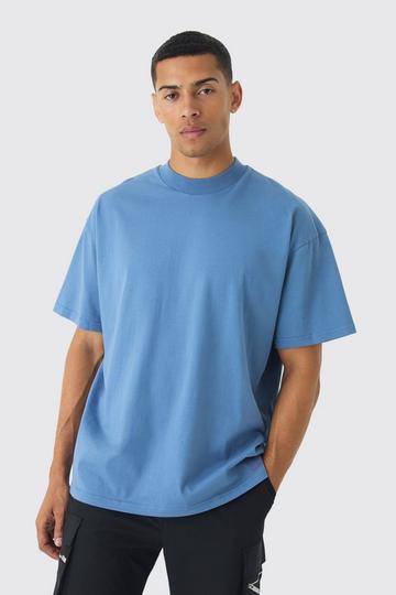 Oversized Extended Neck Heavyweight Woven Tab T-shirt dusty blue