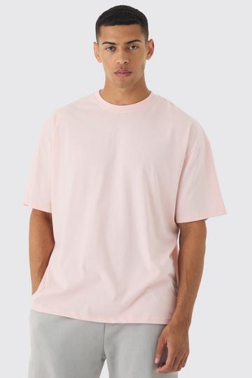 Pink Oversized Basic Crew Neck T-shirt