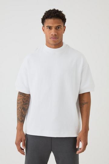 White Man Oversized Extended Neck Heavy Interlock Ribbed Cuff T-shirt