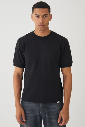 Man Boxy Heavy Interlock Ribbed Cuff T-shirt black