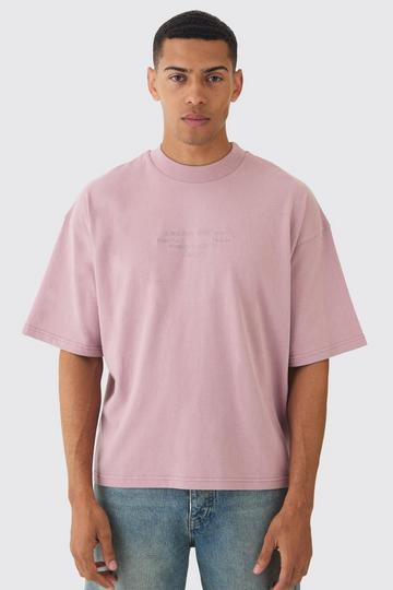 Oversized Boxy Extended Neck Peached Heavyweight T-shirt mauve