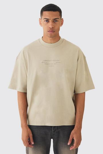 Oversized Boxy Extended Neck Peached Heavyweight T-shirt sand