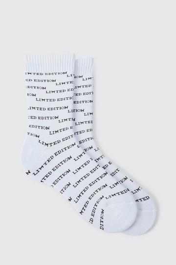 White Limited Edition Embroidered Sports Socks