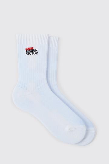 OFCL Man Embroidered Sports Socks white