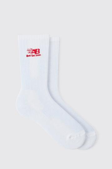 Moto World Class Service Embroidered Socks white