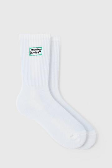 Moto Racing League Embroidered Socks white