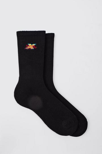 Moto Racing Series Embroidered Socks black