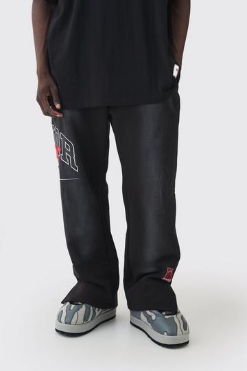 Straight Fit Print Joggers black