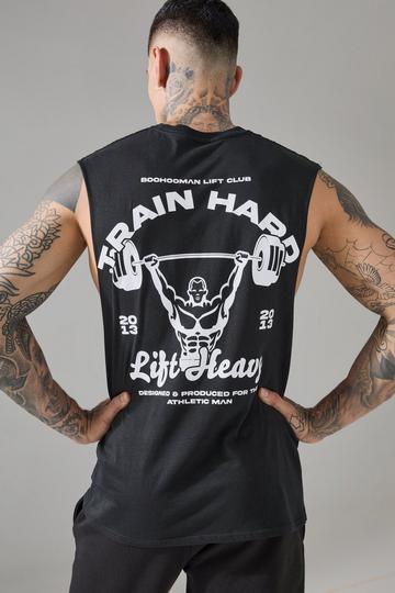 Tall Man Active Train Hard Lift Heavy Regular Fit Droparm Tank black