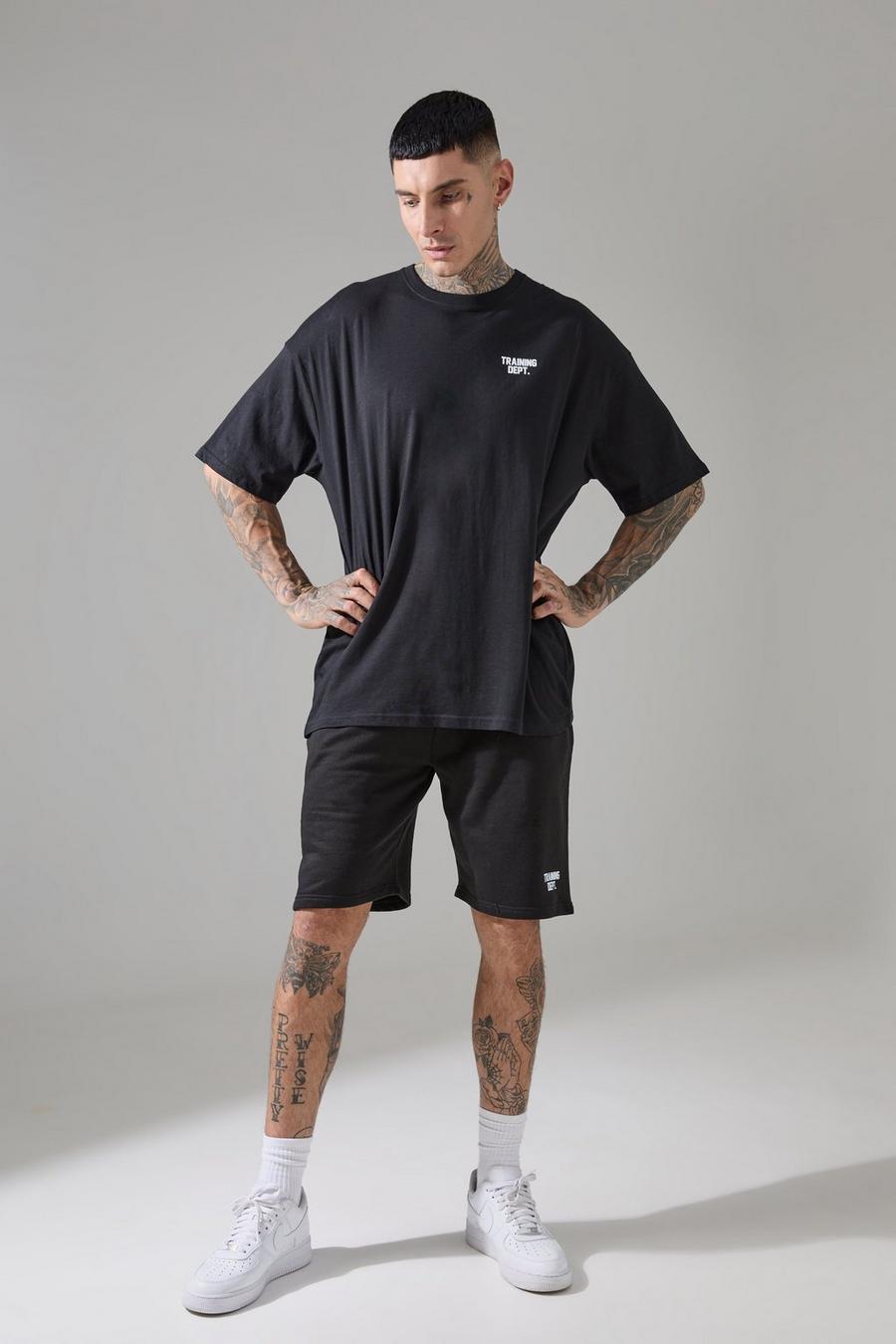 Set Tall T-shirt & pantaloncini Man Active Training Dept, Black