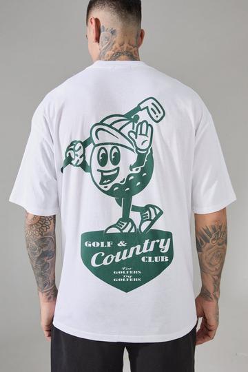 White Tall Active Golf Country Club Oversized Extended Neck T-shirt