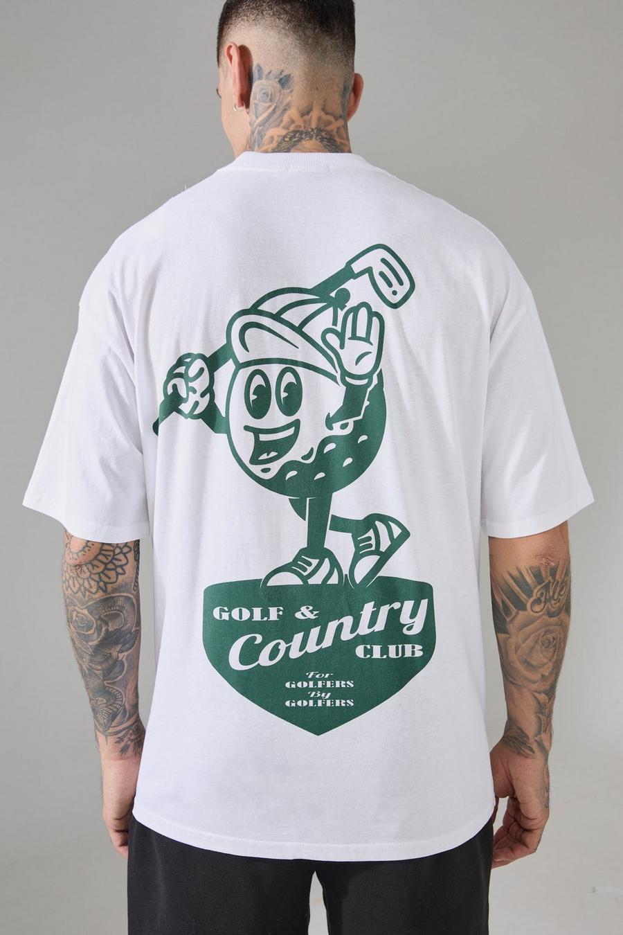 White Tall Active Golf Country Club Oversized Extended Neck T-shirt  image number 1