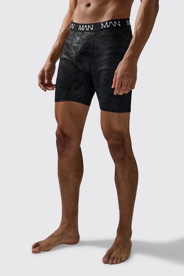 Man Active Camo Long 7inch Performance Boxer black