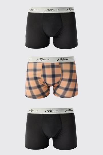 3 Pack Man Signature Check Printed Boxers multi