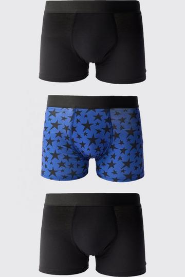 3 Pack Star Printed Boxers navy