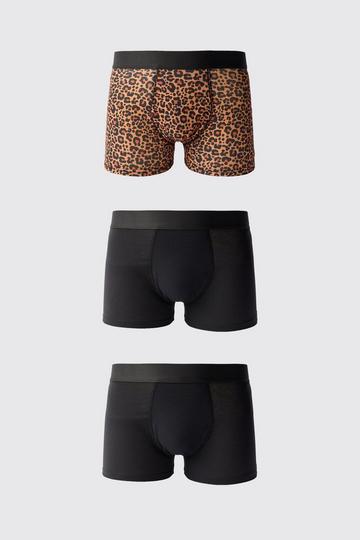 3 Pack Leopard Printed Boxers brown