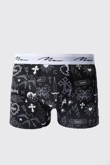 Man Signature Gothic Printed Boxers black