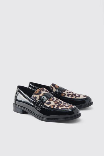 Nepleren PU Pony Hair Loafers black