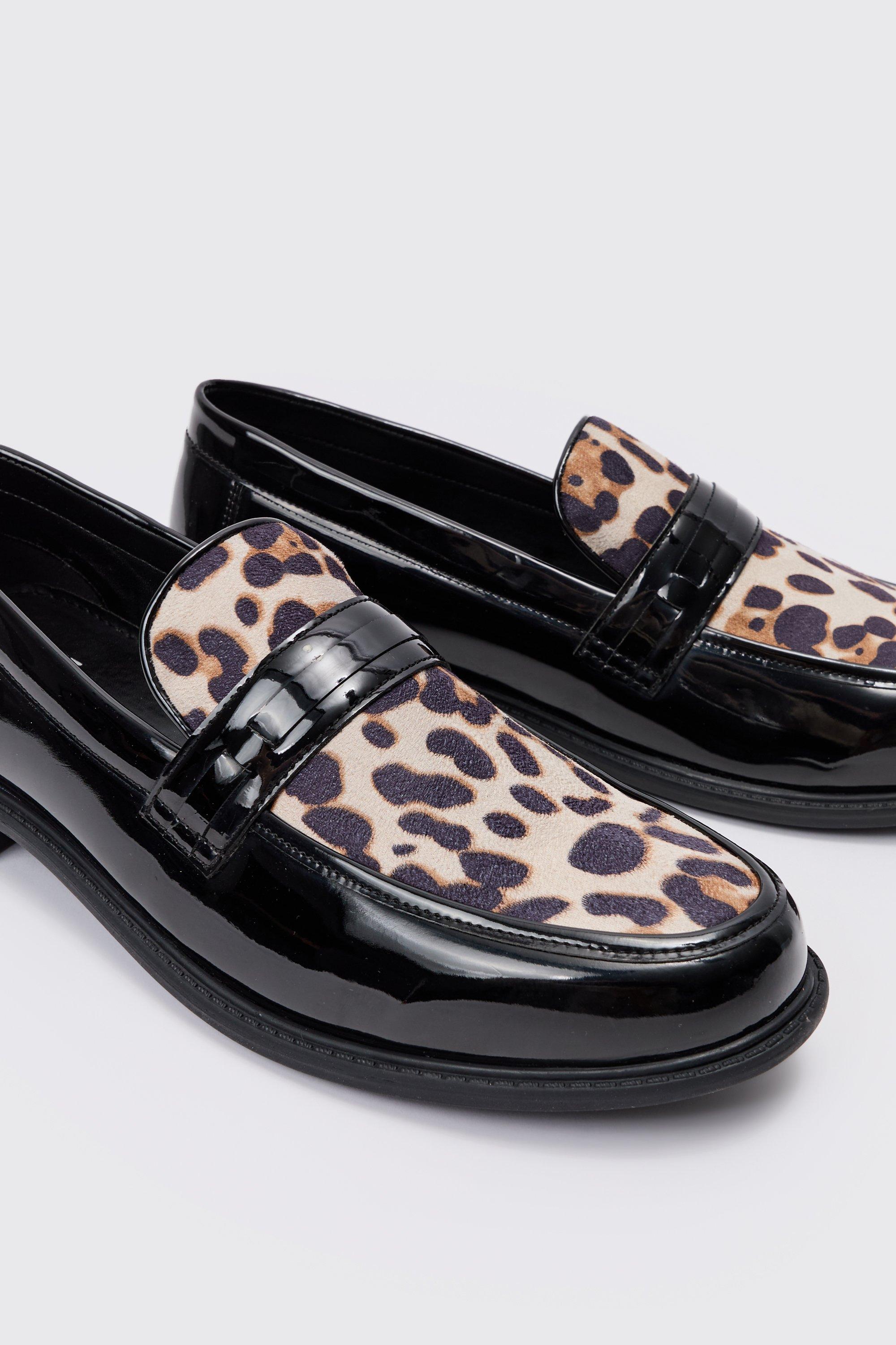 Black leopard loafers hot sale