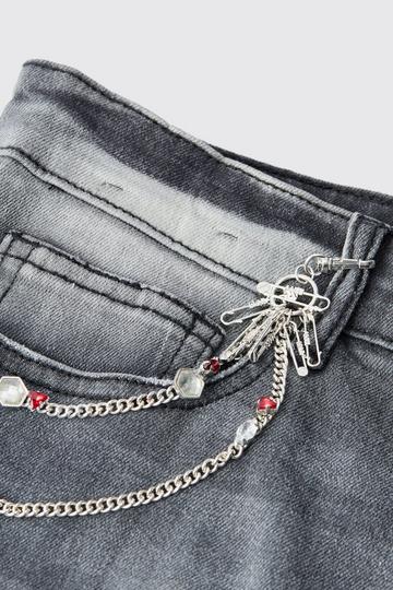 Gem Detail Jeans Chain In Silver silver