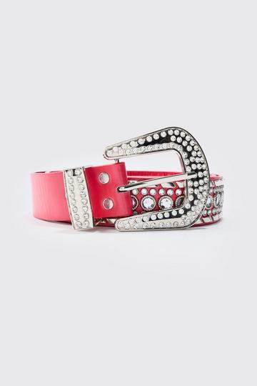 Studded Western Belt In Red red