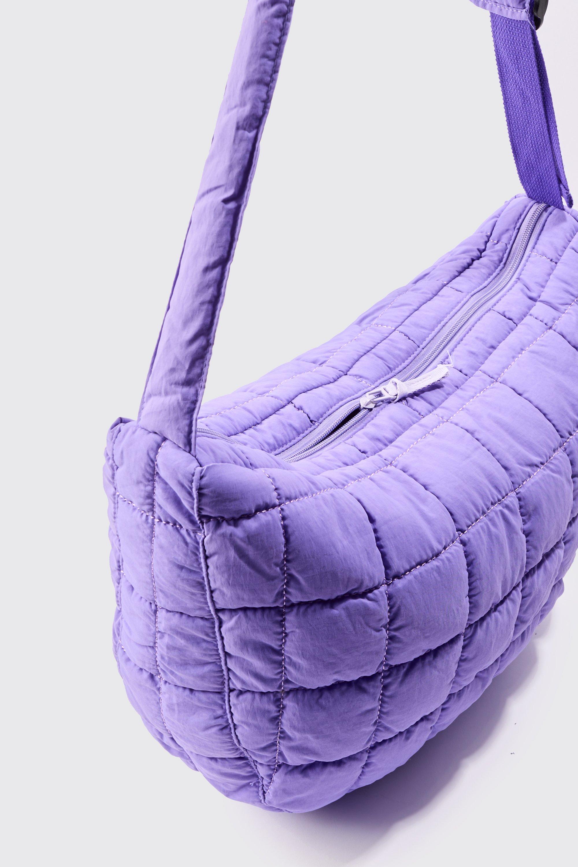 Quilted Cross Body Sling Bag In Purple