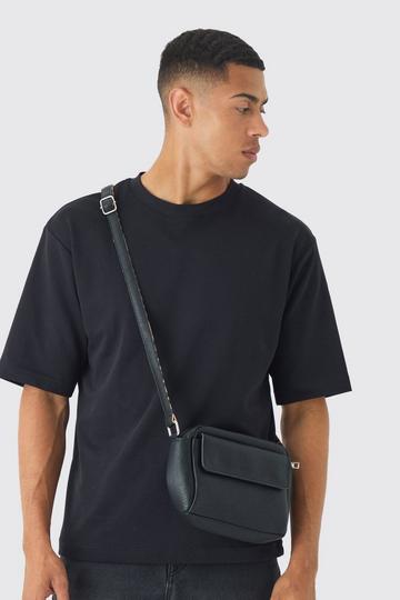 Faux Leather Cross Body Bag In Black black