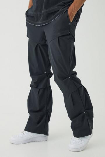 Slim Fit Flare Stacked Trousers With Ruched Detail slate