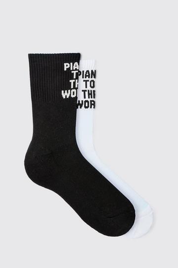 2 Pack Slogan Sports Socks multi