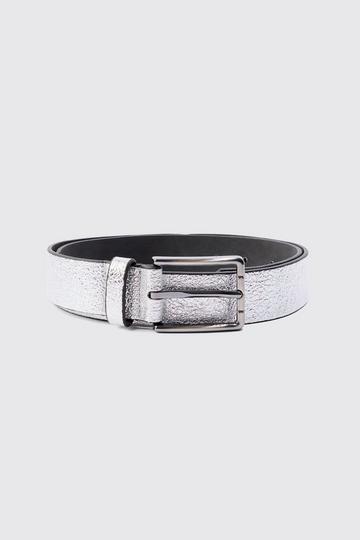 Grain Texture Belt In Silver silver