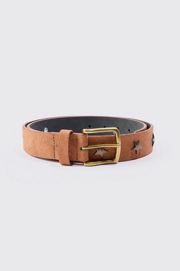 Brown Metal Hardware Star Detail Belt In Brown