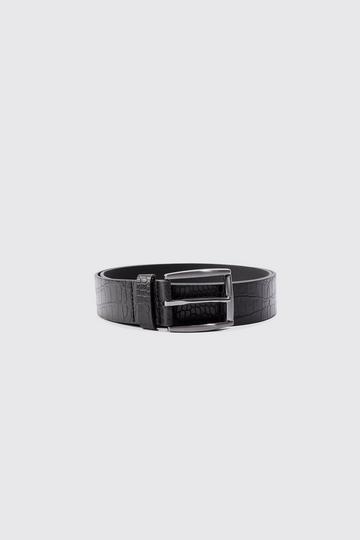 Croc Detail PU Belt In Black black