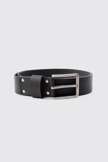 Man Branding Debossed Pu Belt In Black