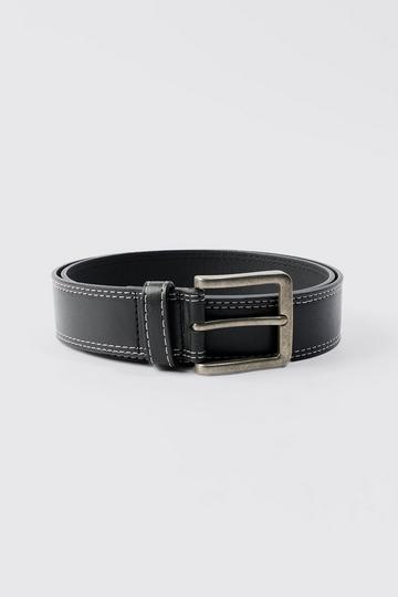 Black Contrast Stitch Belt