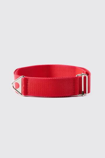 Buckle Detail Nylon Belt In Red red