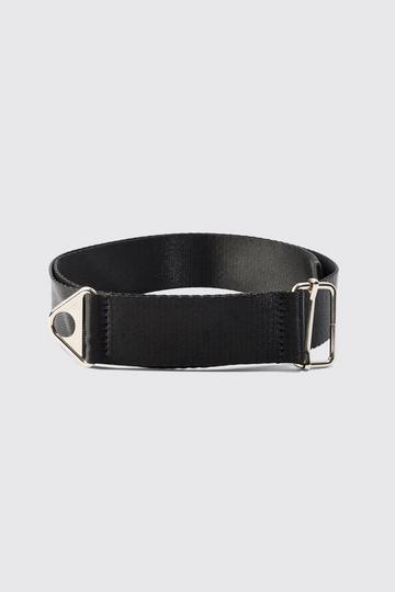 Buckle Detail Nylon Belt In Black