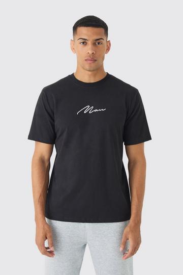 Man Signature Embroidered T-shirt black